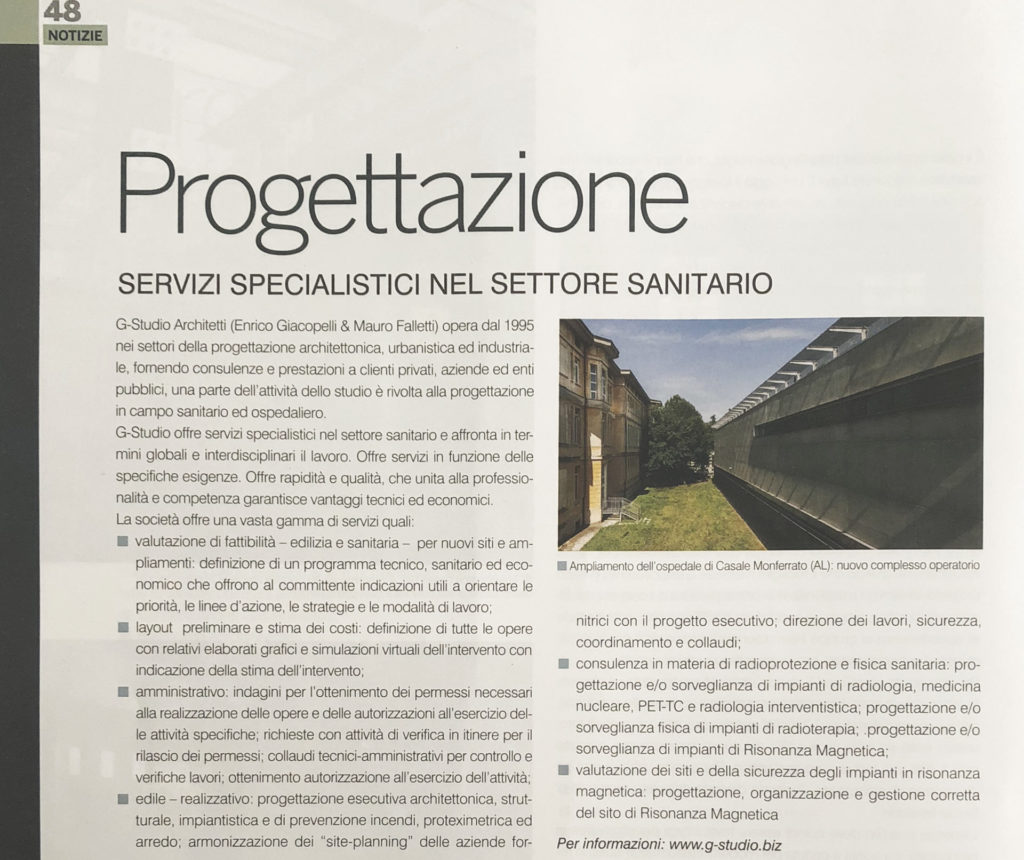 gstudio architetti, pubblicazioni, progettare per la sanità,